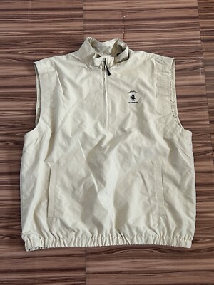 Greg Norman Sleeveless Vest Mens Size Large 1/2 Zip Beige Windbreaker Cog  Hill