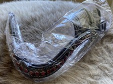 Exion Pro Horse Curved Padded Leather Black BROWBAND Siam Red Crystals Size Cob