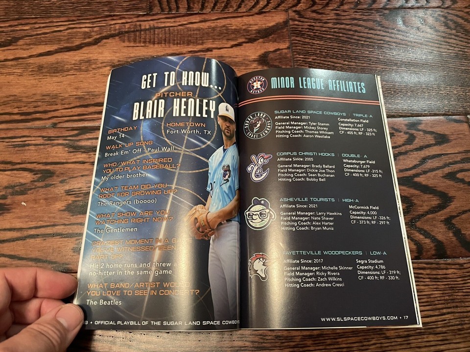 2025 Sugarland Space Cowboys “Horizon” Game Program Houston Astros AAA