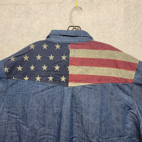 Field And Stream 3XL American Flag Button Snap Denim Short Sleeve Jacket Shirt - Picture 6 of 11