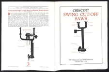 Crescent Machine Co. 1926 Swing Cut-Off Saws Product Spec Folded Sheet VGC