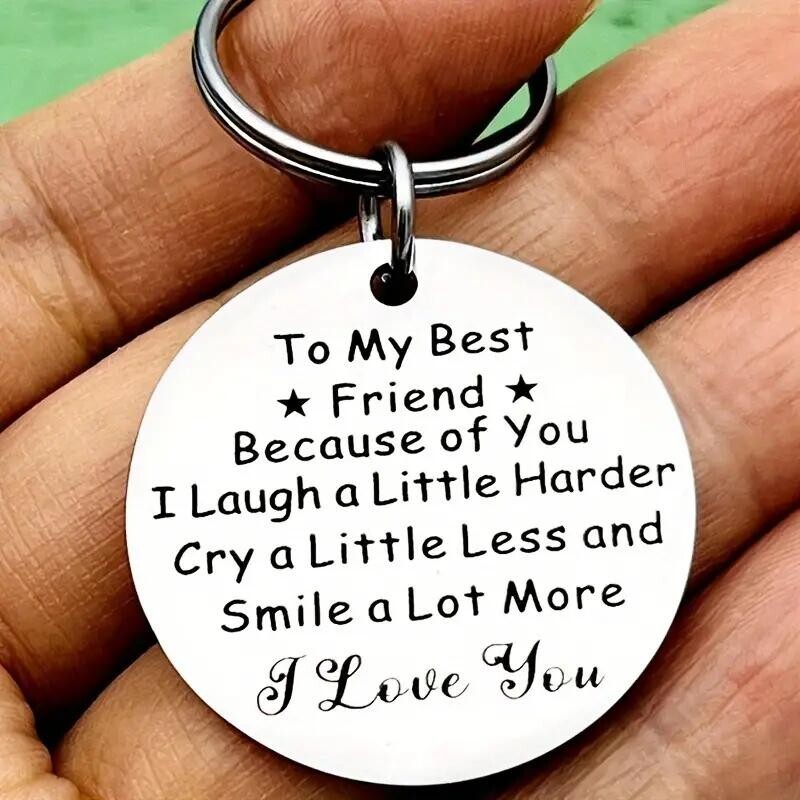 Best Friends Keychains - 2 Pack Stainless Steel Colleague Friendship Keyrings With Meaningful Quote - View #4