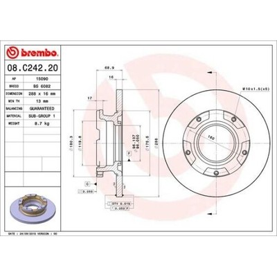 2x Bremsscheibe BREMBO 08.C242.20 passend für FORD