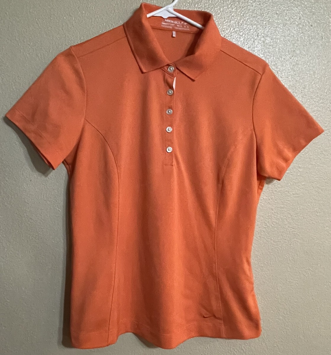 Nike Women’s M 8-10 Golf Fit Dry Polo 256832 Shirt Top Orange/Coral