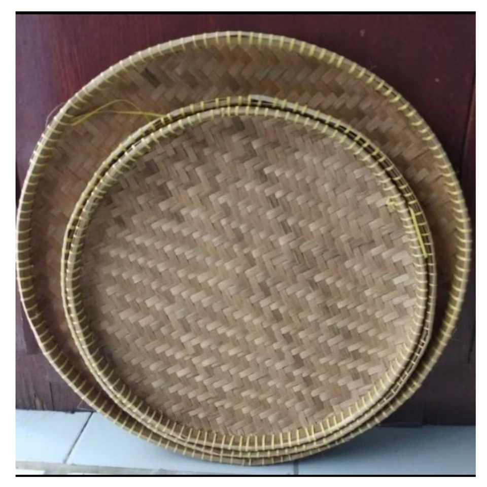 Bandeja de trilla de arroz de bambú hecha a mano para cocina y decoración Foto 4 de 4