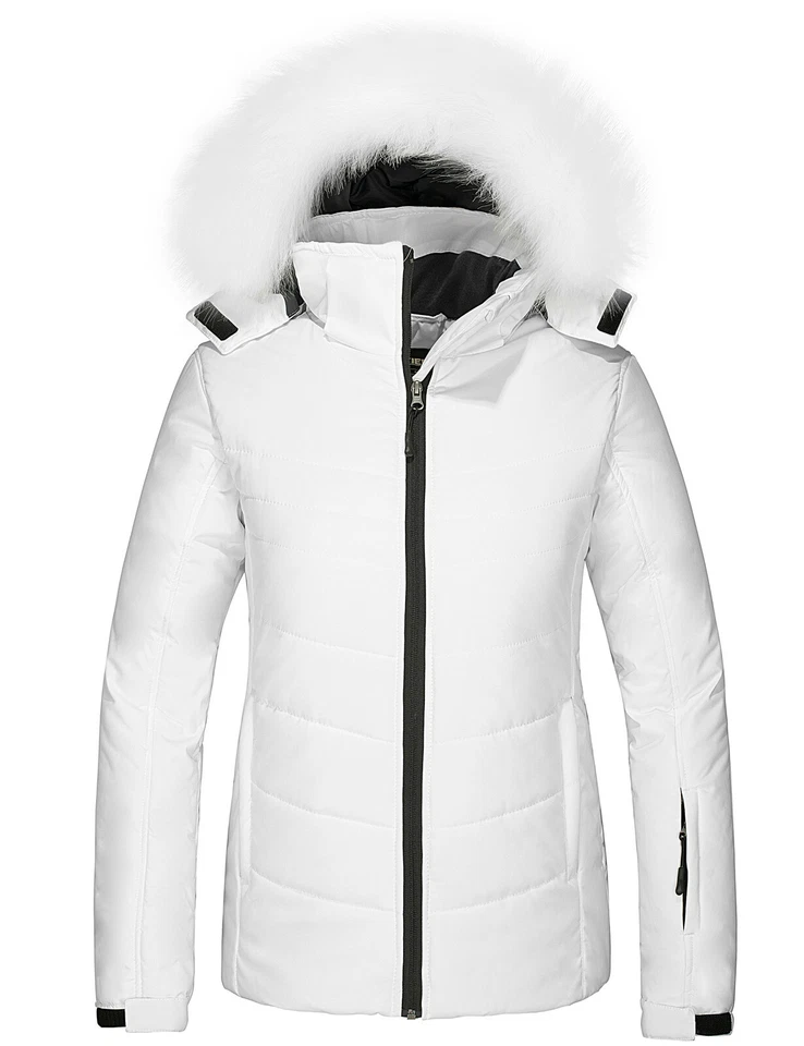 Chaqueta de esquí impermeable para mujer Skieer cálido invierno abrigo para nieve impermeable con capucha de piel Foto 3 de 4