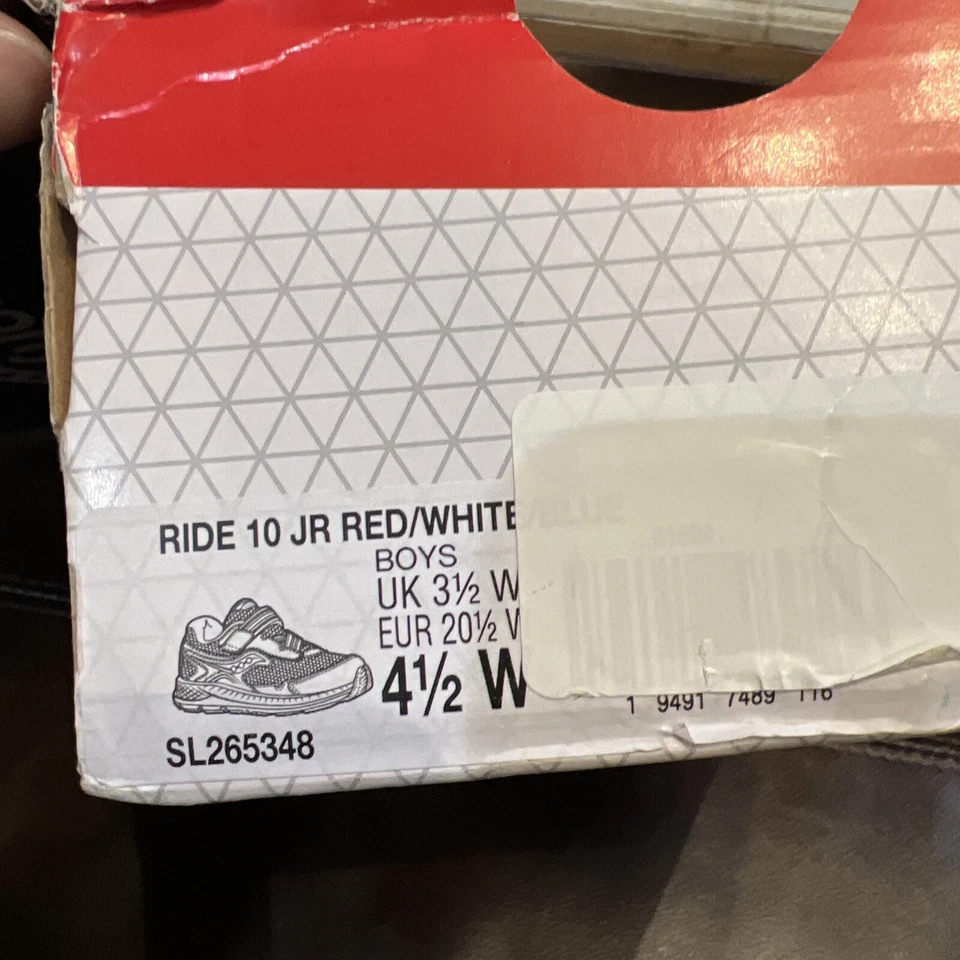 Saucony Little Kid Ride 10 Jr. Кроссовки обувь красный белый мальчиков - Изображение 2 из 4