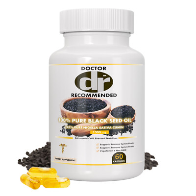 Black Seed Oil COLD PRESSED 1300MG Nigella Sativa Cumin Unrefined 4.64% Thymo