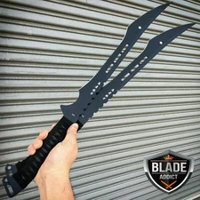 2PC 27" NINJA Tactical Twin Katana Samurai Sword Machete Fixed Blade Combat Set