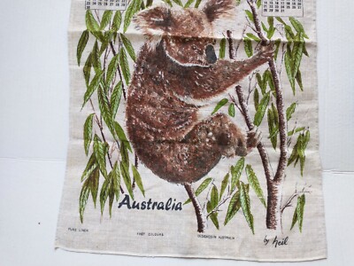 Vintage Kitchen Calendar Tea Towel Linen 1980 Koala Bear by Heil Australia  | eBay