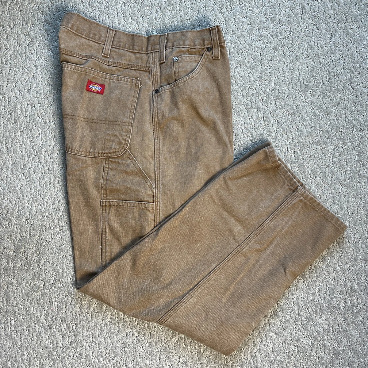 Dickies Carpenter Work Pants Mens 40 x 30 Brown Denim Utility Jeans with  Pockets