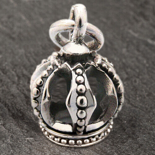 925 Sterling Silber Ketten Anhänger Krone König Crown 3D Biker massiv AS12a - Picture 1 of 1