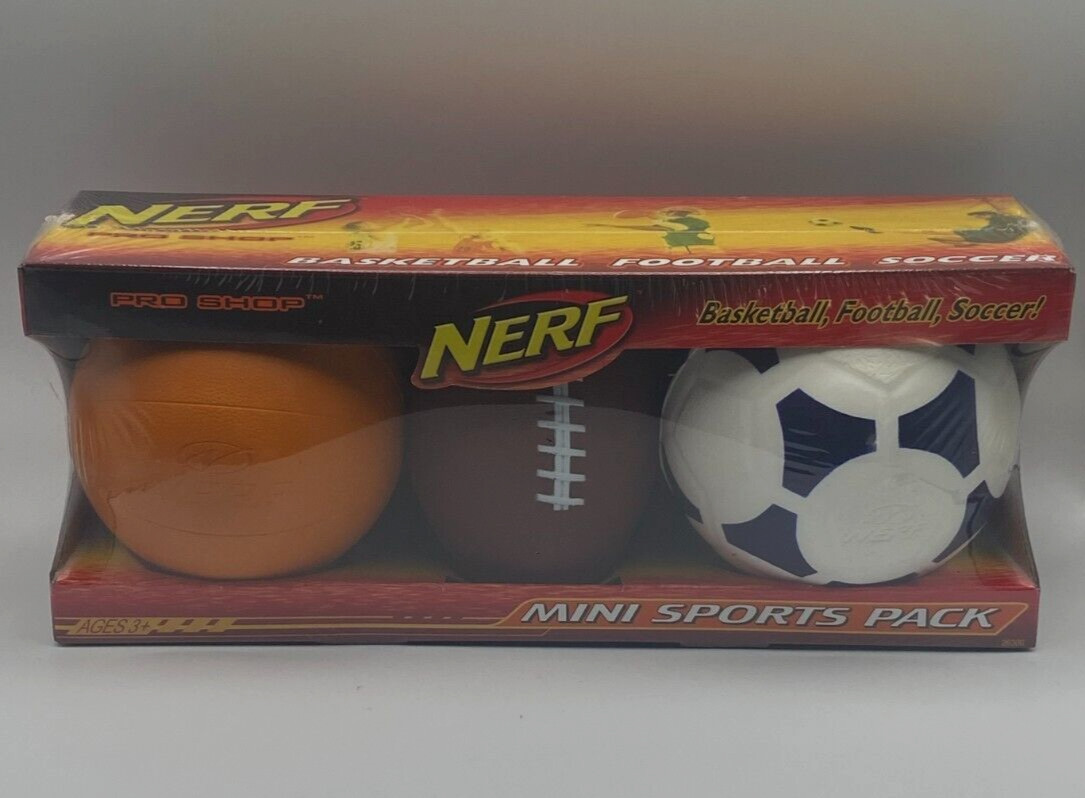 NERF Pro Shop Mini Paquete Deportivo Pelotas Baloncesto Fútbol Fútbol NUEVO SELLADO