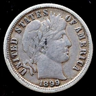 KAPPYSCOINS gh554  1899O NICE EF XF EXTRA FINE BARBER DIME