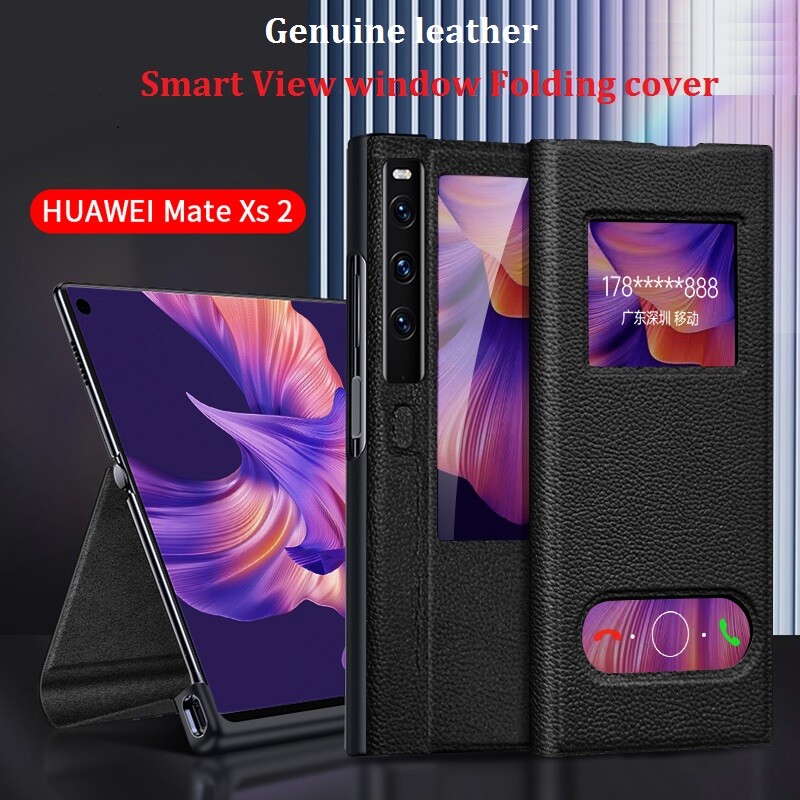 Luxury Smart View Genuine leather Flip stand Case For For Huawei