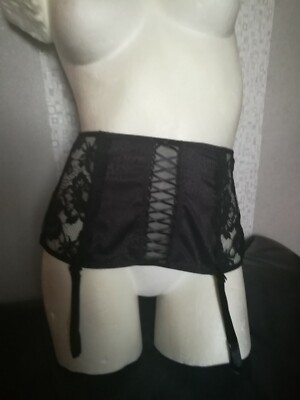 Damen Strapsgürtel, schwarz, Spitze, Größe M
