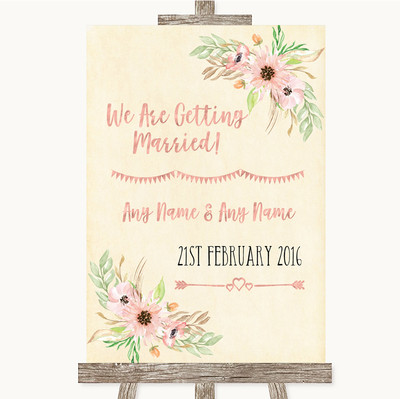 Personalisiertes Hochzeitsschild Blush Peach Floral We Are Getting Married
