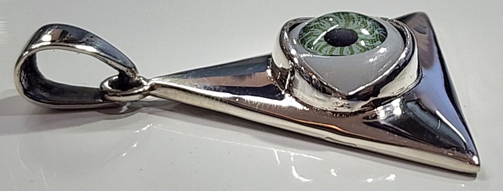 Evil Eye Pendant Triangle 925 Sterling Silver Green Eye # G2