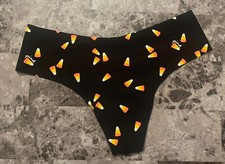 NWOT VICTORIA'S SECRET PINK ORANGE CANDY CORN HALLOWEEN NO SHOW THONG PANTIES