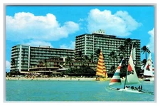 Beach View Outrigger Hotel Waikiki  Hawaii HI UNP Chrome Postcard U8