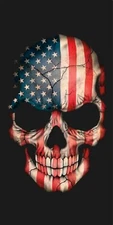 USA Skull Flag Black Vertical Vinyl Decal Bumper Sticker