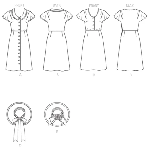 DRESS SEWING PATTERN Butterick 6363 6-14 Womens Retro Costume Hat History Uncut - Picture 2 of 11