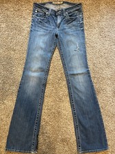 Big Star Pants Women 29 Blue Denim Jean Maddie Mid Rise Embellished