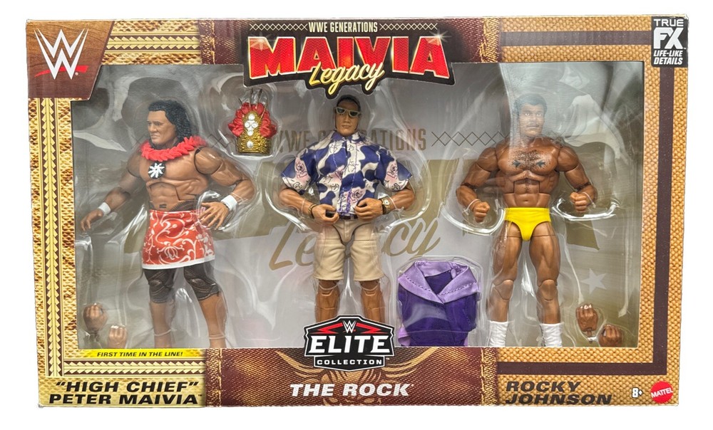 Mattel 2023 WWE Elite Collection WWE Generations Maivia Legacy 3 Pack True FX