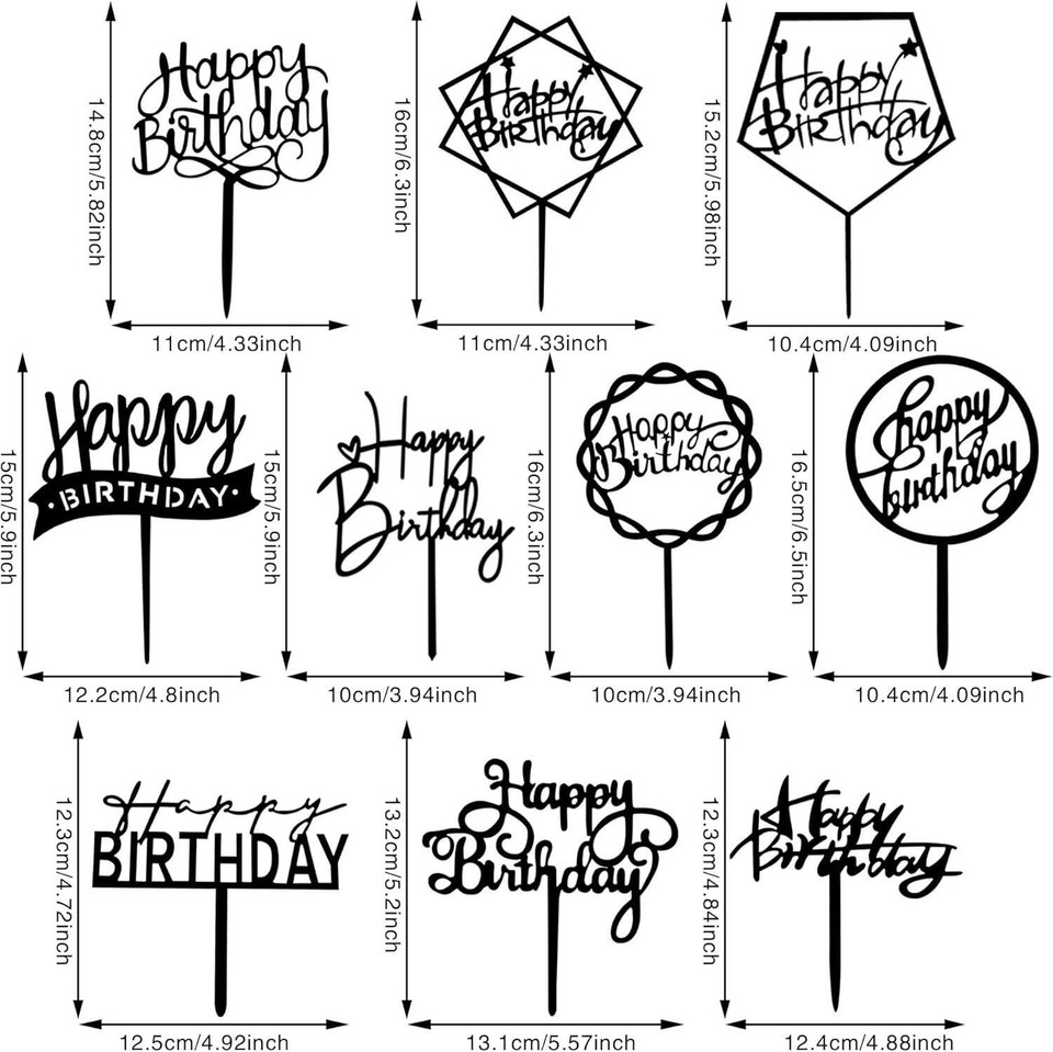 40 PCS Happy Birthday Cake Topper Acrylic Birthday Cupcake Topper Cake