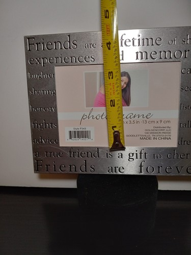 FRIENDS FOREVER Metal Pewter Silver Photo Picture Frame Embossed New Has Scratch - Picture 15 of 23