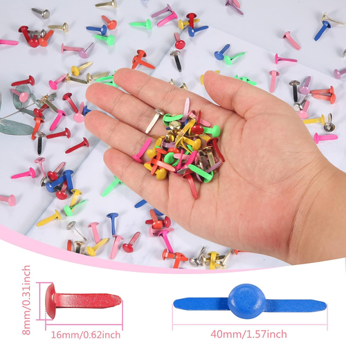 200 Pcs Mini Brads Metal Brad Fasteners Split Pins Pastelround Brads for Paper C - Picture 2 of 7