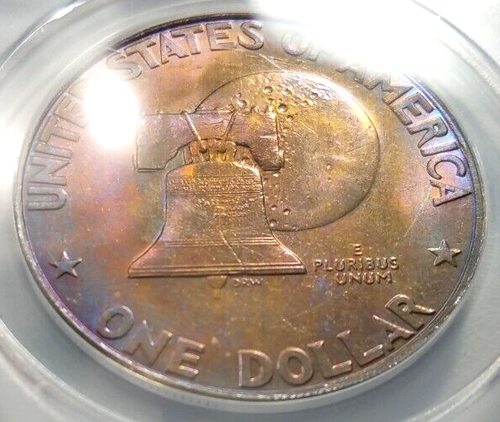 1976 Eisenhower Dollar ANACS MS 65 Monster Toned Two Sided Toning Ike Coin