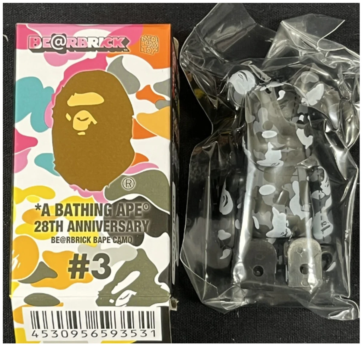 BATHING APE 28TH ANNIVERSARY BE@RBRICK BAPE CAMO #3 100% Black