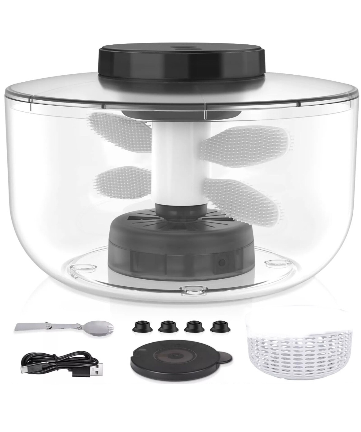 Large Salad Spinner USB Electric Rechargeable Vegetable/Fruit Washer &Dryer Bowl-image