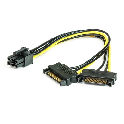 PCI Express Adapter Stromadapter Stromkabel 2x SATA Strom Stecker > 6 Pin Buchse