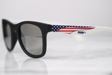 PUMA GO TEAM PU0012S 002 White USA Theme Size 50 23 145 Cat.3 Sport Sunglasses