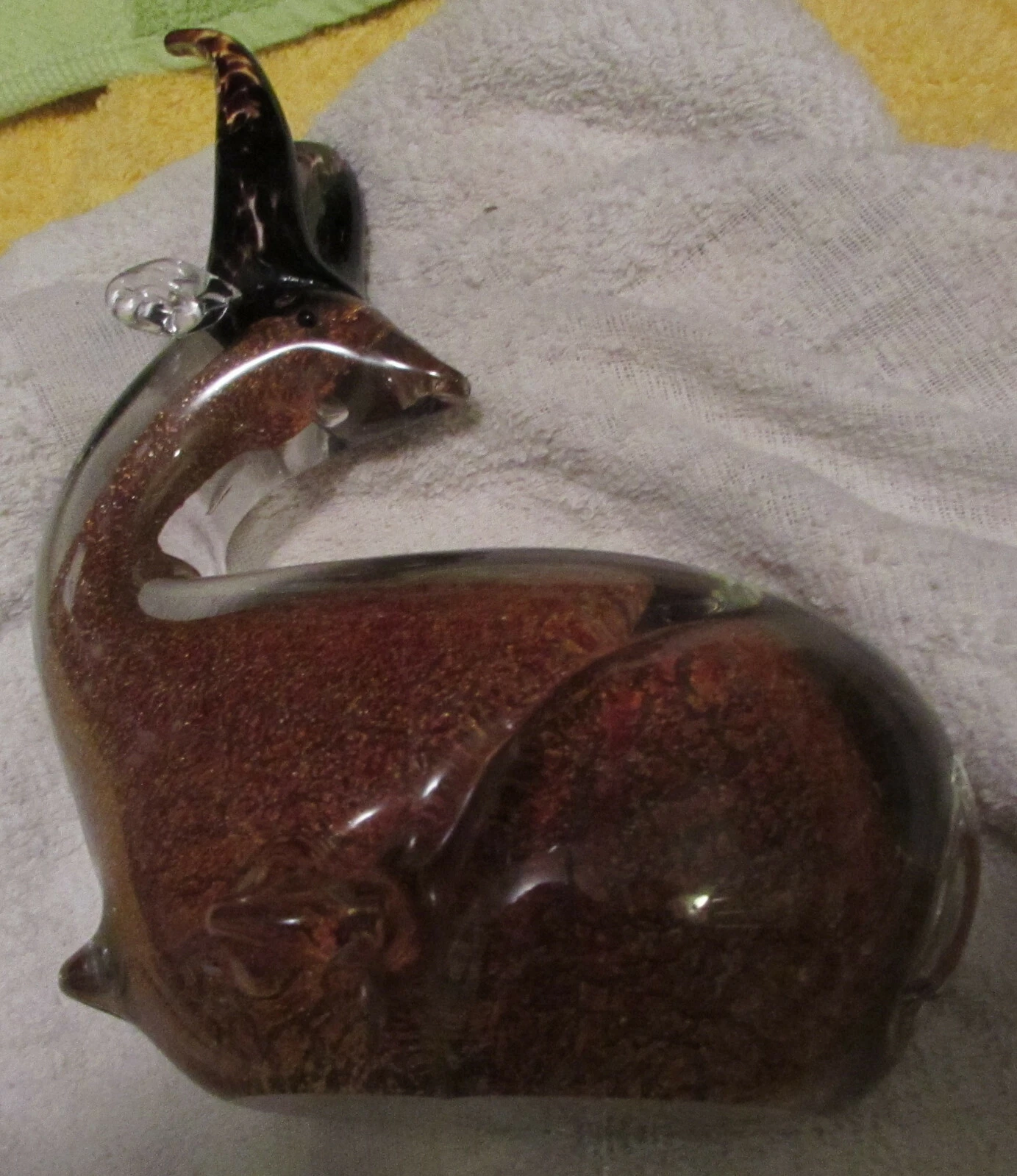 ANTELOPE Paperweight Clear  brown  RUST GLASS abt 6 X 7.59" LARGE