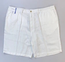 Men's Roundtree & Yorke Caribbean Big Man White Linen Shorts NEW