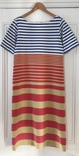 MARNI Uniqlo Womens Blue White Red Mustard Striped T-Shirt Dress S/M UK 10 EU 38