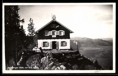 Starnberger Hut auf dem Laber, view of the mountain hut, postcard 1934 