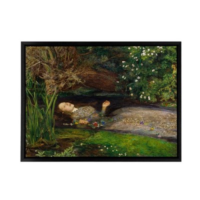 John Everett Millais Ophelia Cropped Framed Canvas Wall Art Print