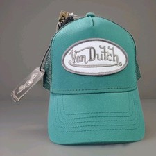 Von Dutch Originals Trucker Hat Crystal Teal Mesh Snapback Cap NWT One Size