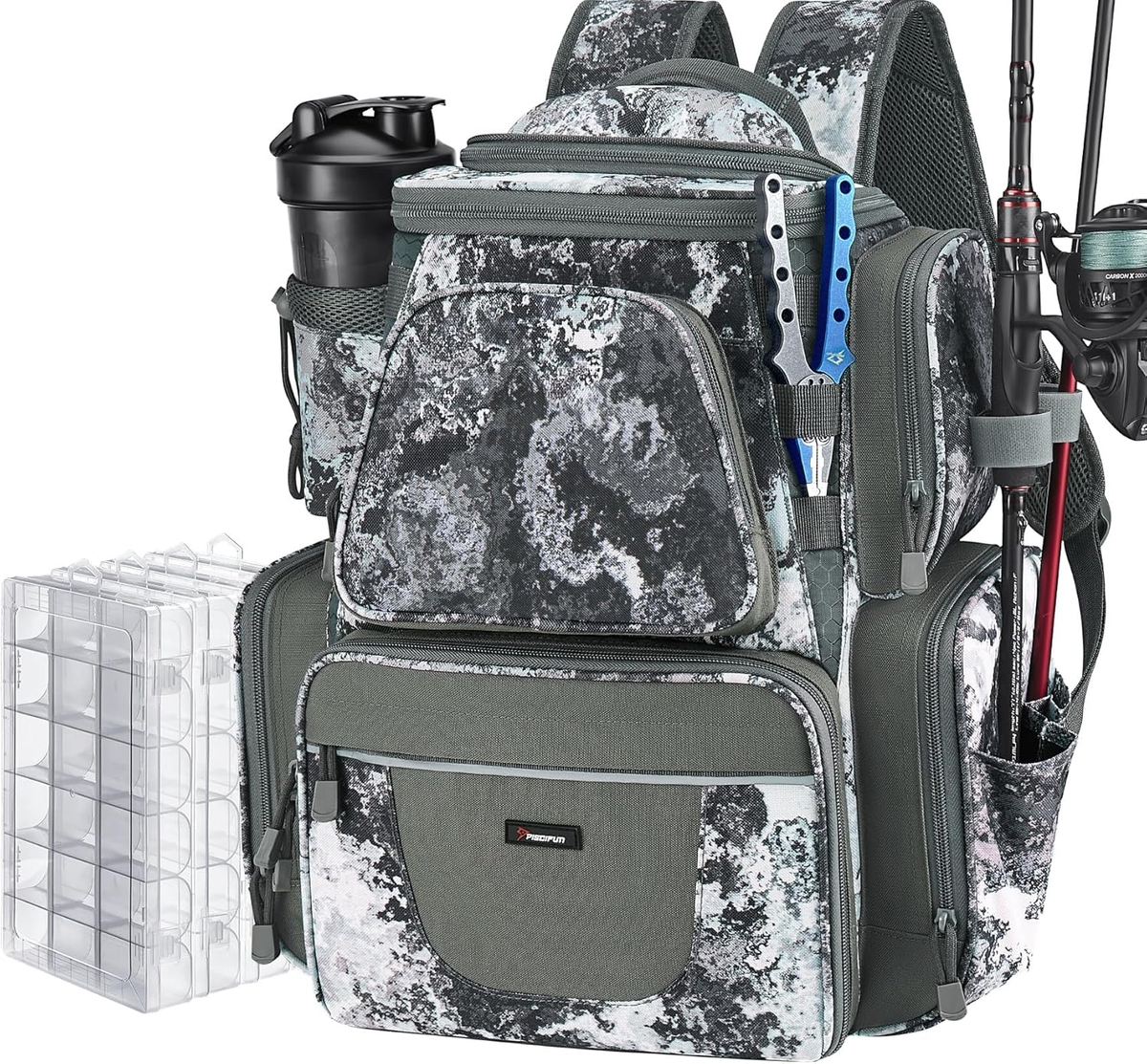 back pack that can hold fishing poles Riverborn Tetraline Backpack Tackle Express so no worries if the ice starts to melt Water Resistant Fishing Backpack |