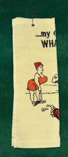 NEW High Skore ‘My Eye On What Ball?’ Funny Golf Towel Detachable Chain Yellow 