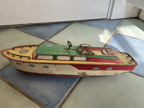 1930’s CHEIN 15” PRINCESS PAT Tin Toy Boat Pre War Made in USA