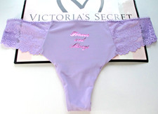 VICTORIA'S SECRET PINK No Show Thong Panty S M L XL Purple NWT Lace Trim Back VS