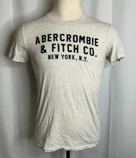 Camiseta para hombre Abercrombie & Fitch talla S gris/blanco Undertones azul marino deletreada