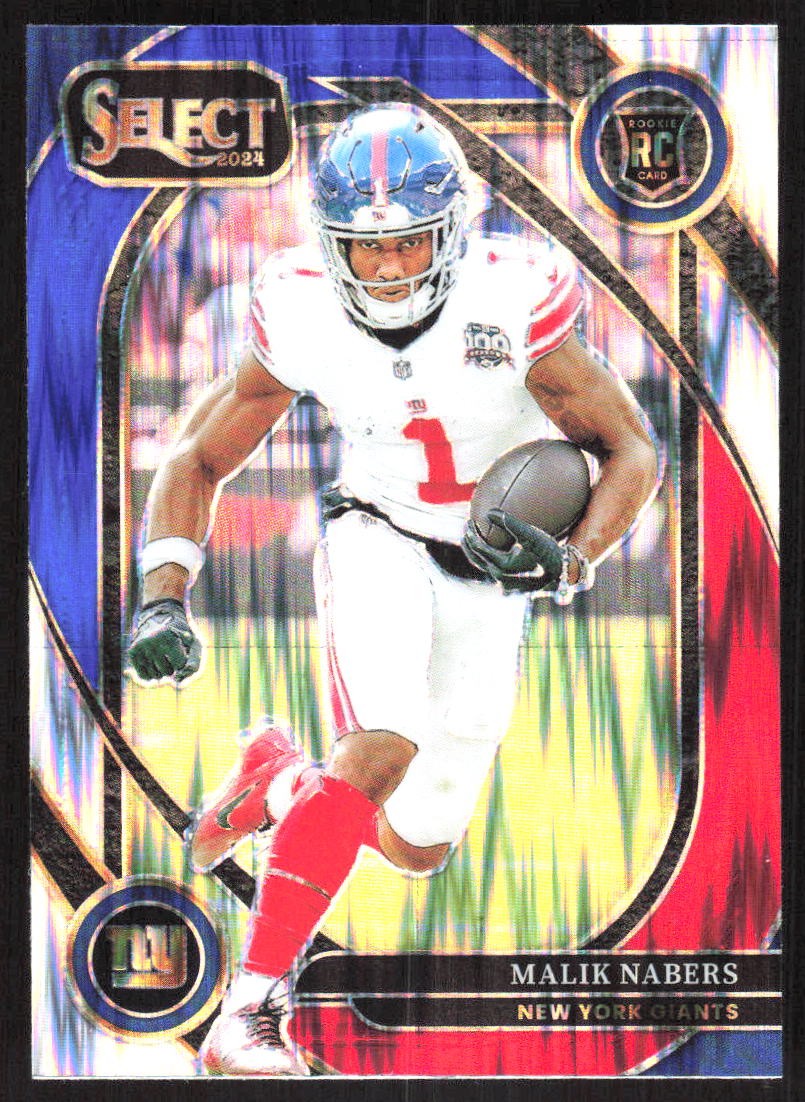 3126J 2024 Panini Select #220 Malik Nabers Red & Blue Prizm Shock