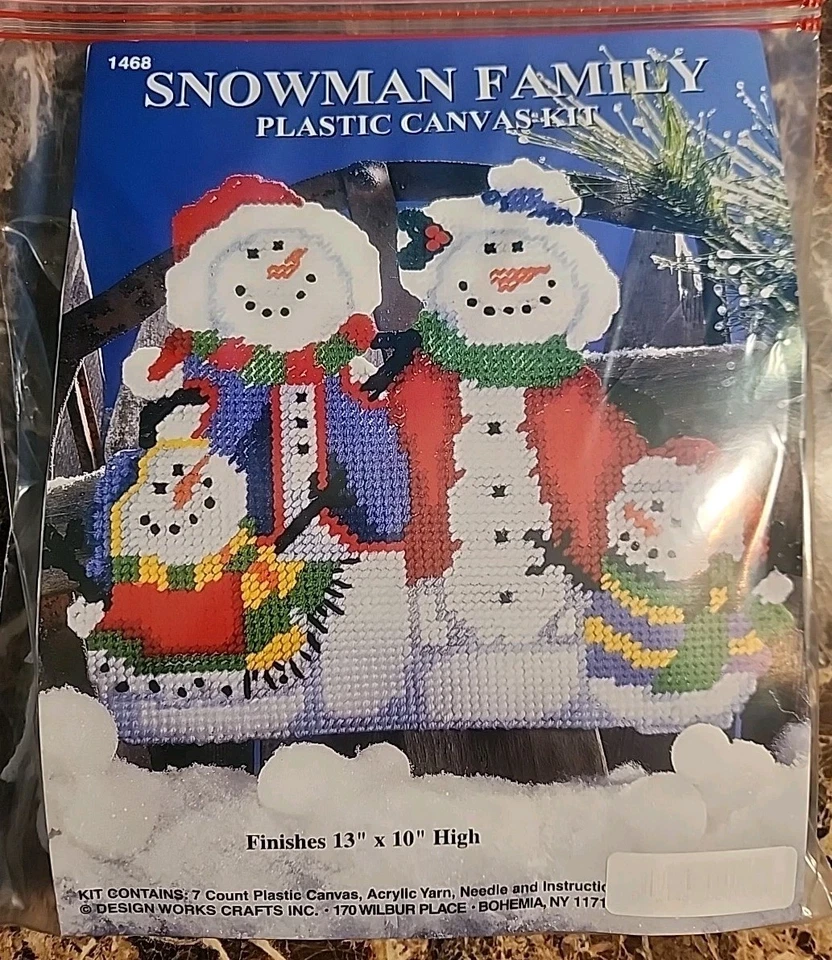 Snowman Family Plastic Canvas Kit #1468  Design Works Crafts New - Image 4 of 4
