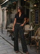Zara Velvet Green Floral Pants Size 12